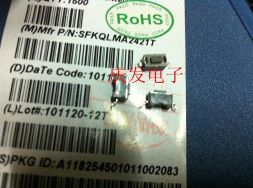Taiwan Fuhua SFKQLMA2421T button patch 2 pin 3*6*4.3mm micro touch switch