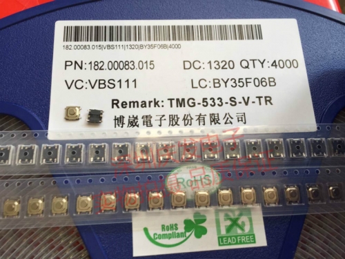 Taiwan round DIP TMG-533 touch switch, 5.2*5.2*1.5mm patch button, 4 feet, brand new