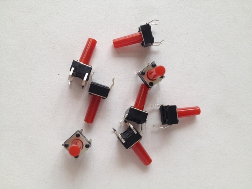 Button 6*6*13MM, high touch switch, vertical (red handle) copper foot button, 6X6X13MM