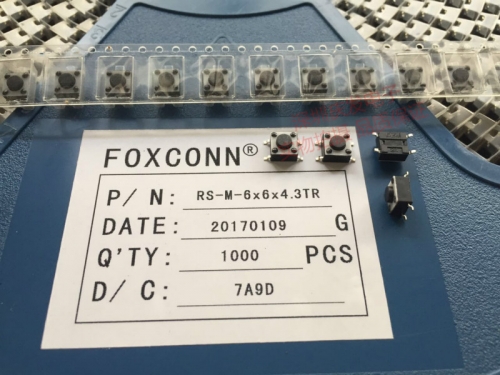 Imported Foxconn FOXCONN tact switch, 6*6*4.3 patch, 4 foot Mini touch, jiggle