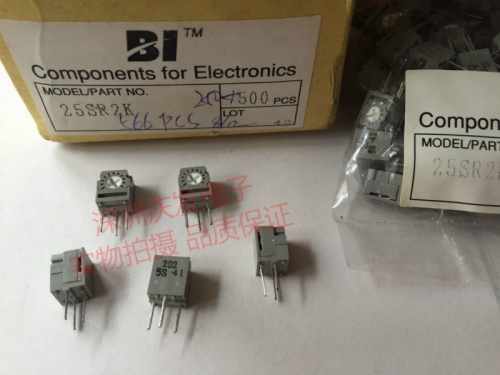 Imported BI single coil top adjustment precision adjustable resistor, 25SR2K vertical side regulation, 202 2K resistance