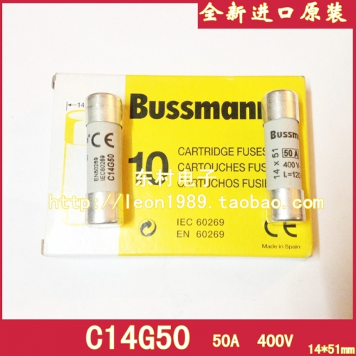 Import American Bussmann ceramic fuse tube C14G50 50A 400V 14 * 51mm Gg/GL