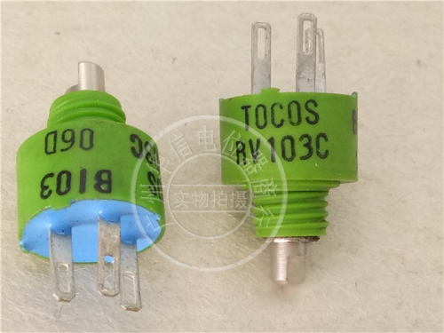 TOCOS RV103C 10K potentiometer with middle point handle long, 7MMF hole feet green