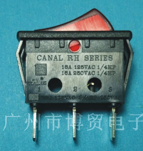 CANAL type rocker switch RH series 3 foot 2 stalls with light red silver contacts 220V KCD3-101