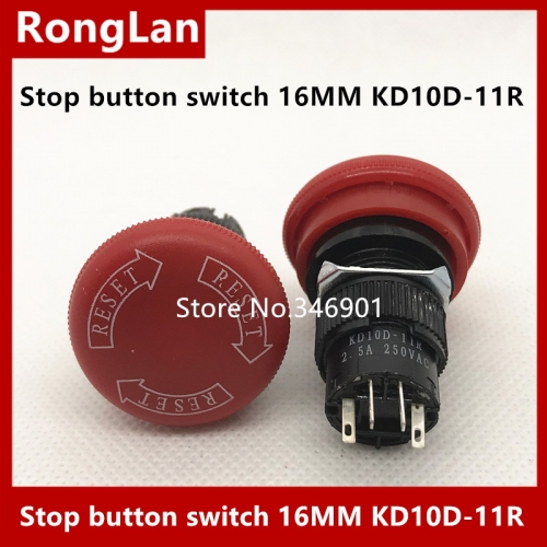 Electronic switch push button switch emergency stop button 16MM emergency switch KD10D-11R KD10D-22R Sanmenxia emergency stop