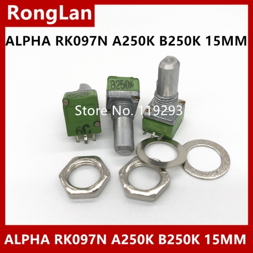 Taiwan ALPHA RK097N type single handle long sleeve 15MMF potentiometer A250K A100K B100K B250K C250K