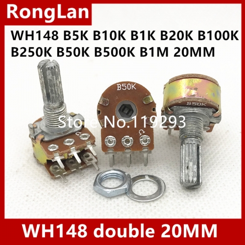 WH148 16 type volume amplifier double potentiometers B5K B10K B1K B20K B100K B250K B50K B500K B1M 20MM
