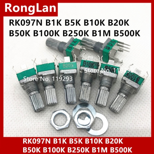 Spot quality precision adjustable potentiometer RK097N 097 Vertical clubfoot Single B1K B5K B10K B20K B50K B100K B250K B1M B500K  15MM shaft