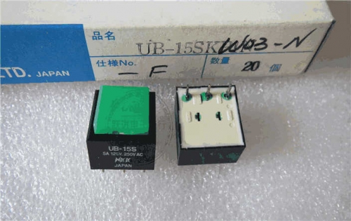 Imported Japan NKK UB-15SK Button/Key Switch 3-Pin Square Reset Lockless Power Switch Green 5A