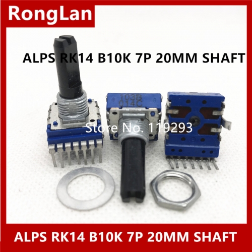 RK14 Double potentiometer The Japanese ALPS/ CVV2X21M/103= B10K B20K B100K ... 7 feet long handle 20mm