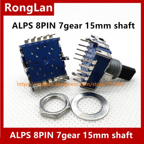 ALPS 8PIN corresponds to vertical SRBV series rotary switching band switch potentiometer 3 4 5 6 7 8gear 15mm 20mm shaft