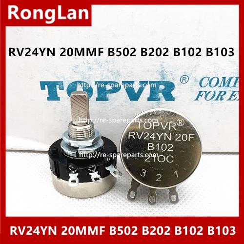 RV24YN 20MMF B502 B202 B102 B103 B1K B2K B10K B5K TOPVR potentiometer half shaft length 20MMF