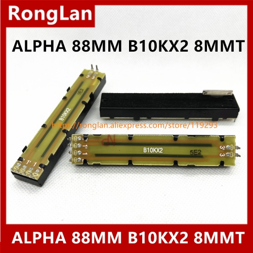 ]Taiwan ALPHA 88MM slide potentiometers with dust-proof membrane B10KX2 B50KX2 8T Straight Shaft length 8MM