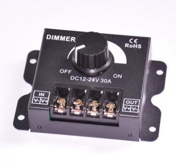 LED dimmer, soft and hard light strip, light strip, dimmer, brightness adjuster, DIMMER knob 12V/24V 30A