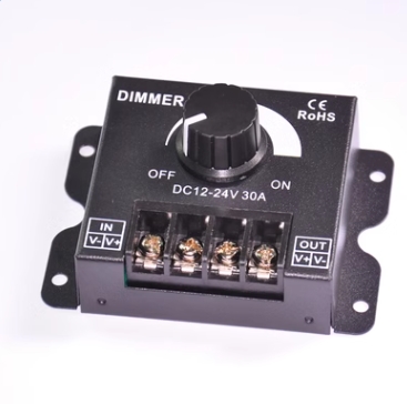 LED dimmer, soft and hard light strip, light strip, dimmer, brightness adjuster, DIMMER knob 12V/24V 30A