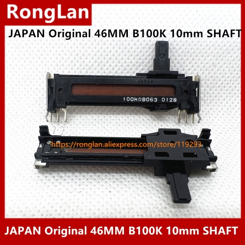 JAPAN Original 4.6cm 46MM straight SINGAL -tap slide potentiometer B100K 100KB handle 10MM