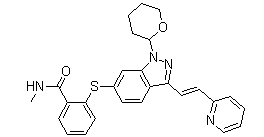 N-Methyl-2-[[3-[(1E)-2-(2-Pyridinyl)ethenyl]-1-(Tetrahydro-2H-pyran-2-yl)-1H-Indazol-6-yl]thio]benzamide(CAS:885126-35-2)