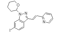 (E)-6-Iodo-3-[2-(Pyridin-2-yl)Ethenyl]-1-(Tetrahydro-2H-Pyran-2-yl)-1H-Indazol(CAS:886230-77-9)