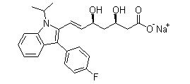 Sodium(+-)(E)-3,5-Dihydroxy-7-[3'-(4''-Fluorophenyl)-1'-Methylethyl-Indol-2'-yl]hept-6-Enoate(CAS:93957-55-2)