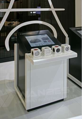 Customized Design White  Hi Macs Mobole Exhibition Counter