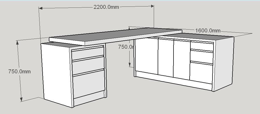 The size of executive office desk