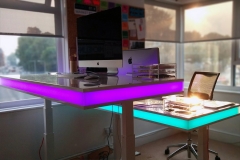 Unique adjustable office desk with LED lights