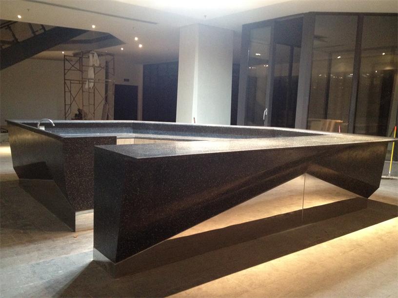 Luxury restaurant black quartz reception desk countertops 