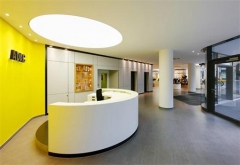 Lobby white half circle reception desk