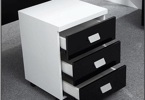 High gloss white and black acrylic solid surface director desk