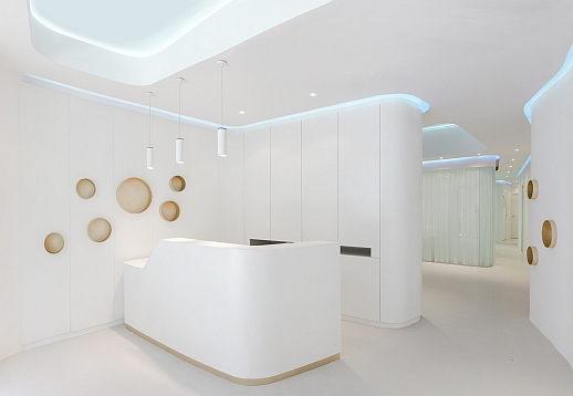 dental reception desk high gloss white stone