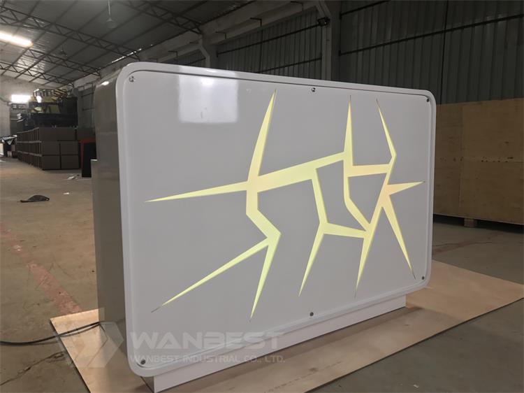 yellow led lighting reception desk