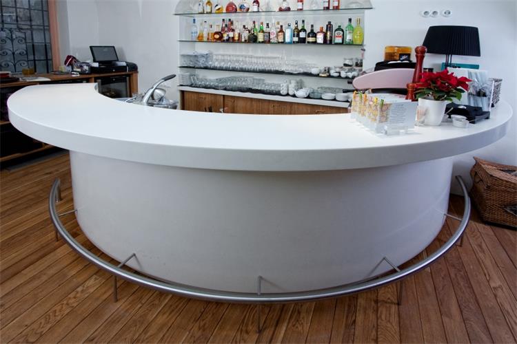 round white solid surface bar counter