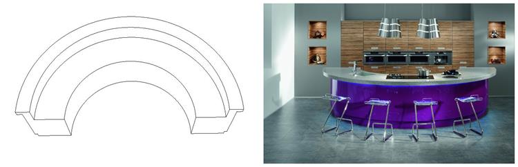 semicircle bar counter