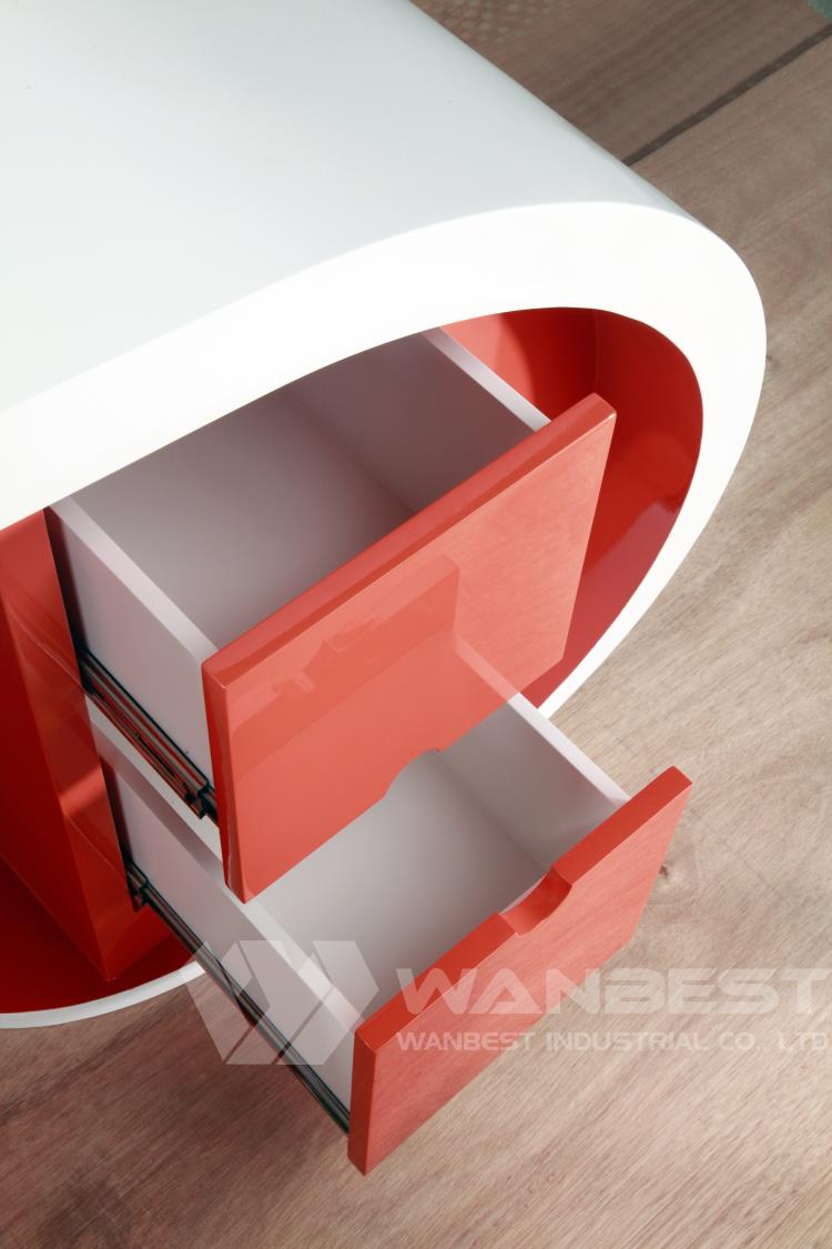 RED WHITE MANAGER DESK DRAWER