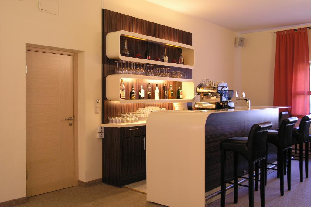 small home bar counter wood cabinet solid surface counter top back wine  wood cabinet and solid surface shelf