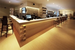L shape design water proof wood bar counters with solid surface top