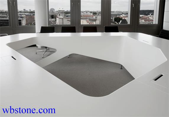 White Stone Large Polygon Conference table Custom Design