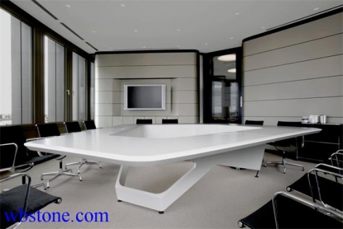 White Stone Large Polygon Conference table Custom Design