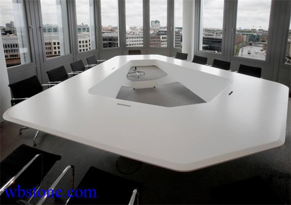 White Stone Large Polygon Conference table Custom Design