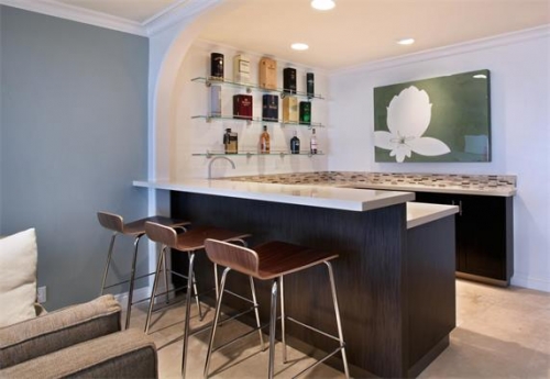 Small Home Bar Counter Artificial Stone Top Custom Design
