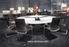 White Stone Top Conference Table Modern Design Round Shap