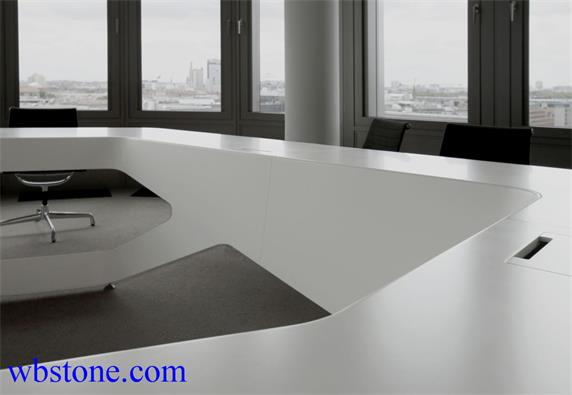 White Stone Large Polygon Conference table Custom Design