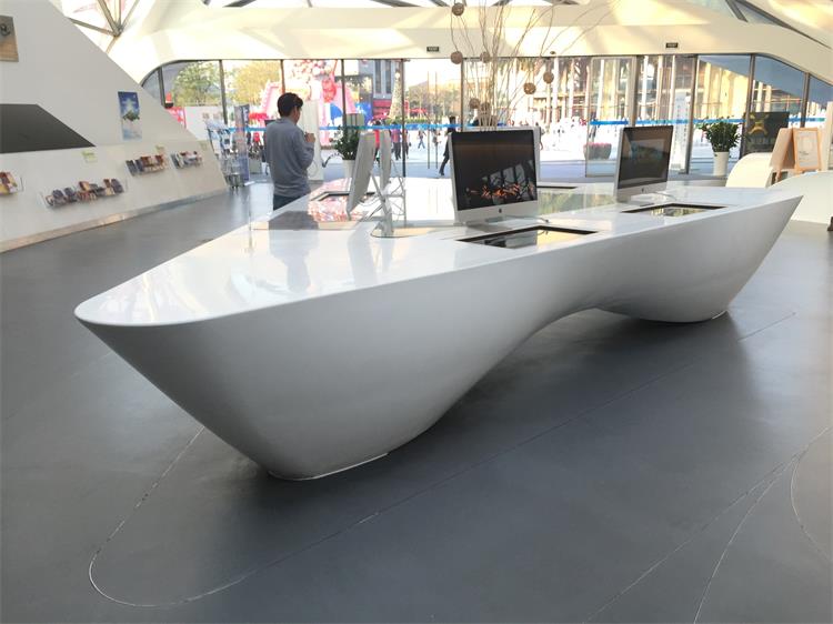 commercial white marble computer display counter