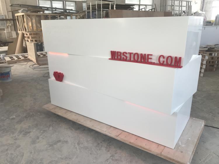 White Corian marble company reception salon cash counter shopping mall kiosk  (5)