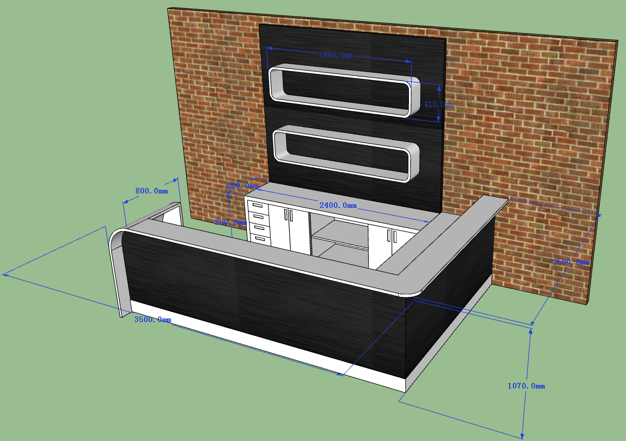 Bar counter 3D drawing 