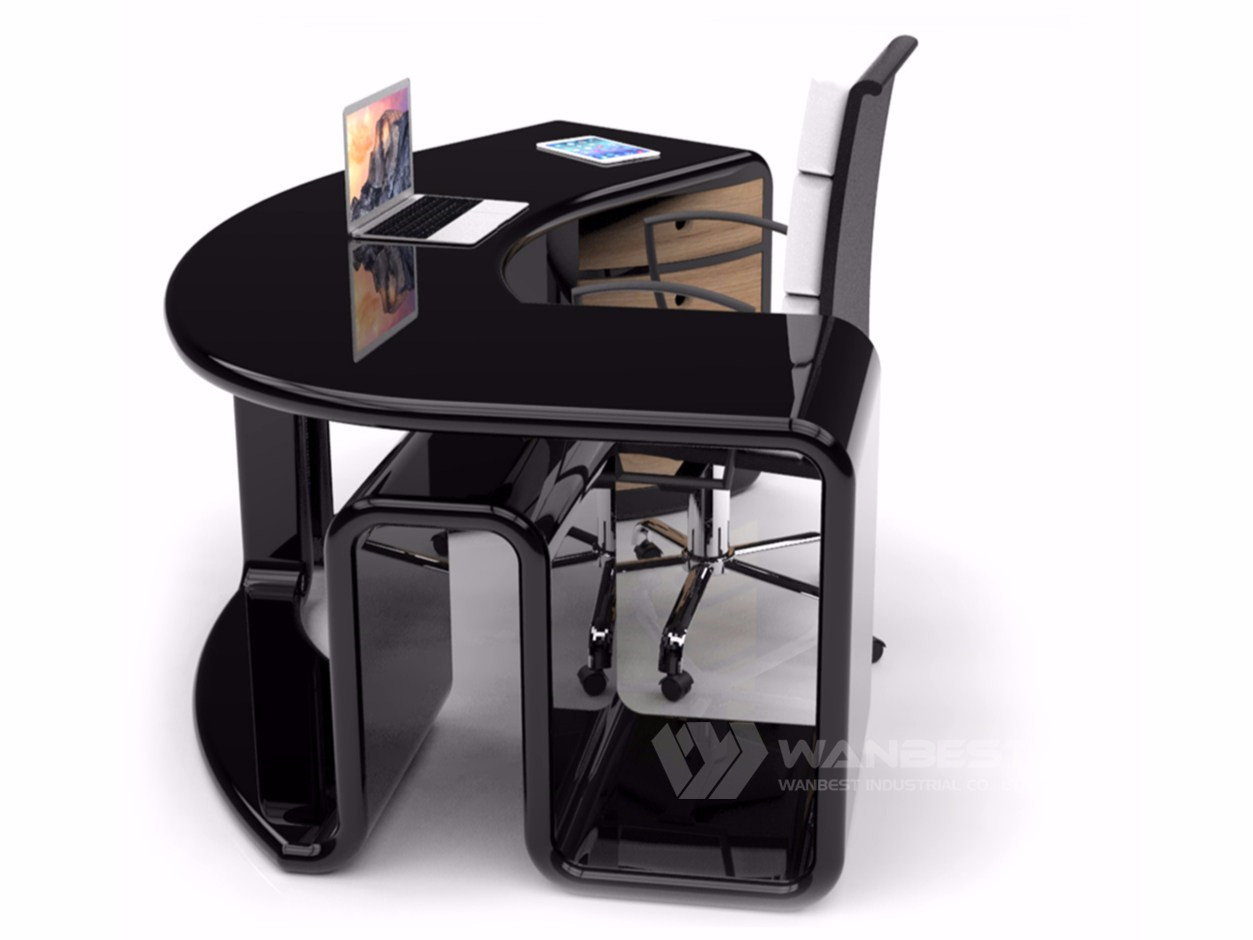 Round Office Desk-black