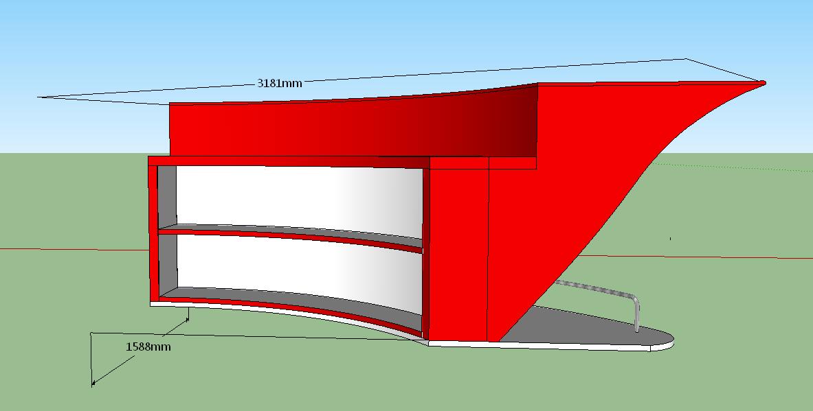 3D Drawing of boat shap bar counter2