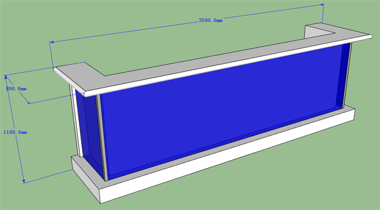 The front counter 3D drawing 