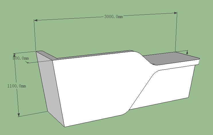3D drawing of white corian reception counter
