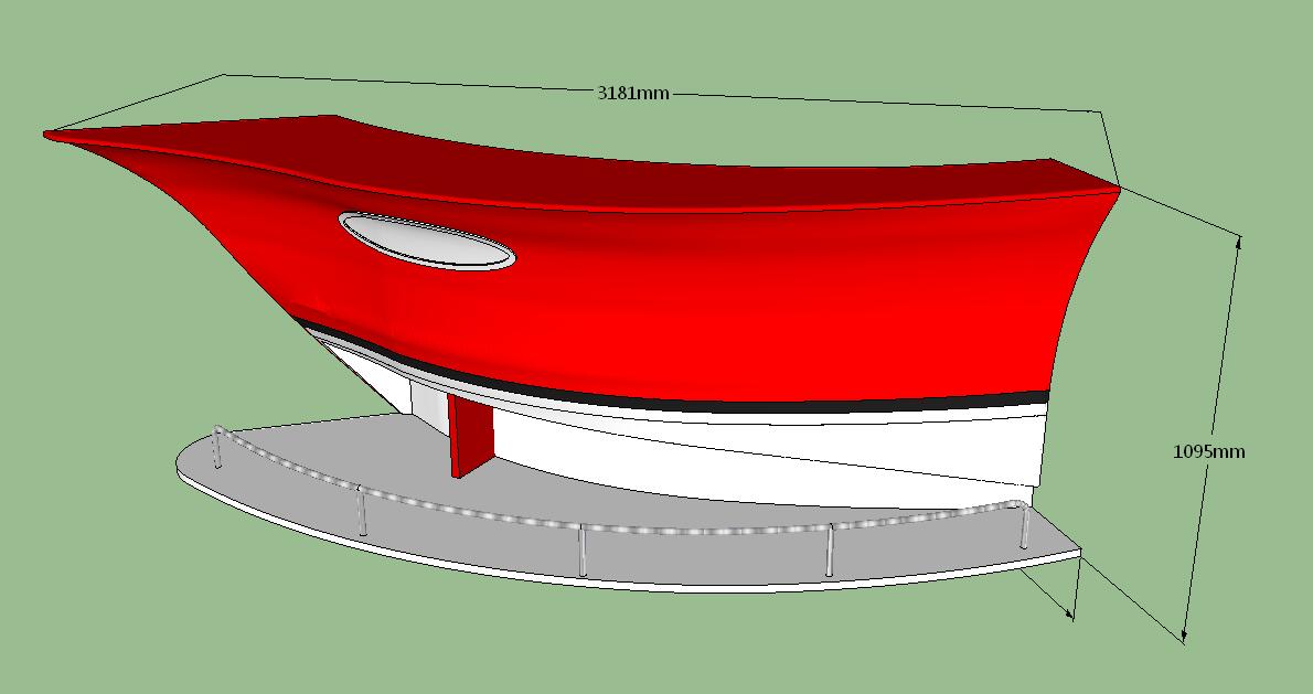 3D Drawing of boat shap bar counter2